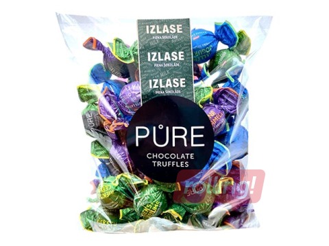 Piena šokolādes trifeles Pure Chocolate Asorti (karameļu, lazdu riekstu, melleņu jogurta), 500g