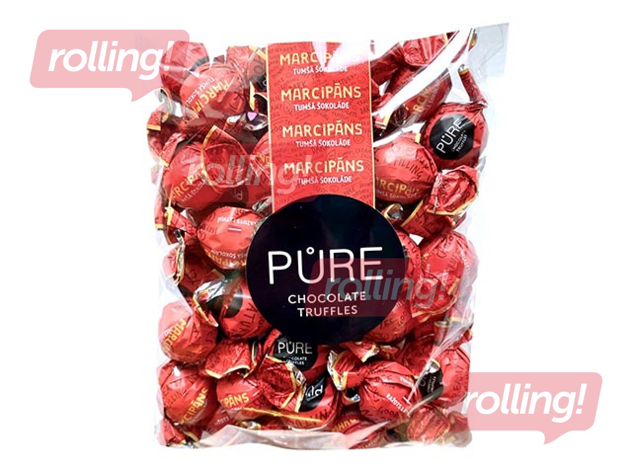 Šokolādes trifeles Pure Chocolate ar marcipāna krēma pildījumu, 500g