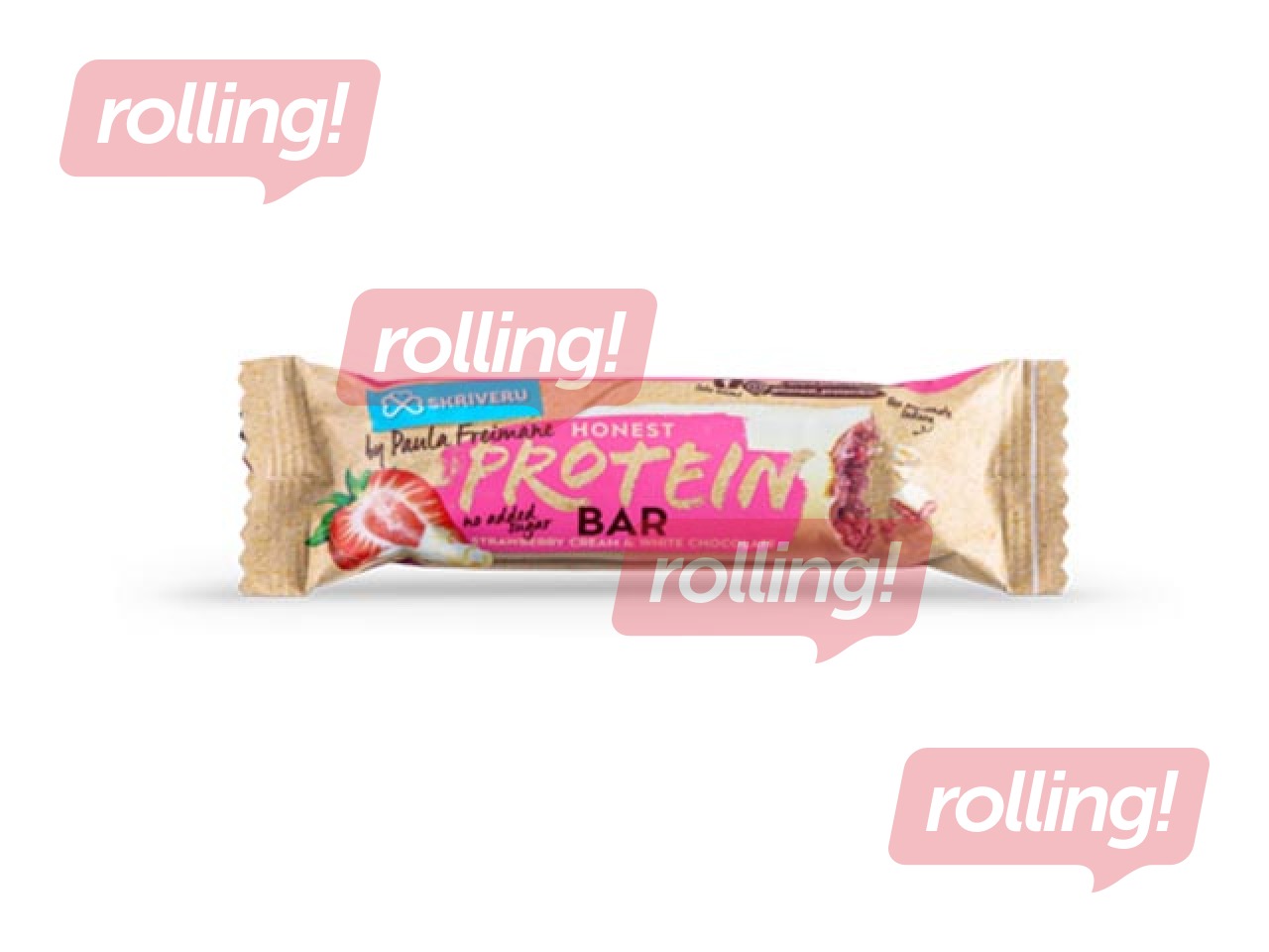 Batoniņš Skrīveru, proteīna, zemeņu, baltajā šokolādē, 45g