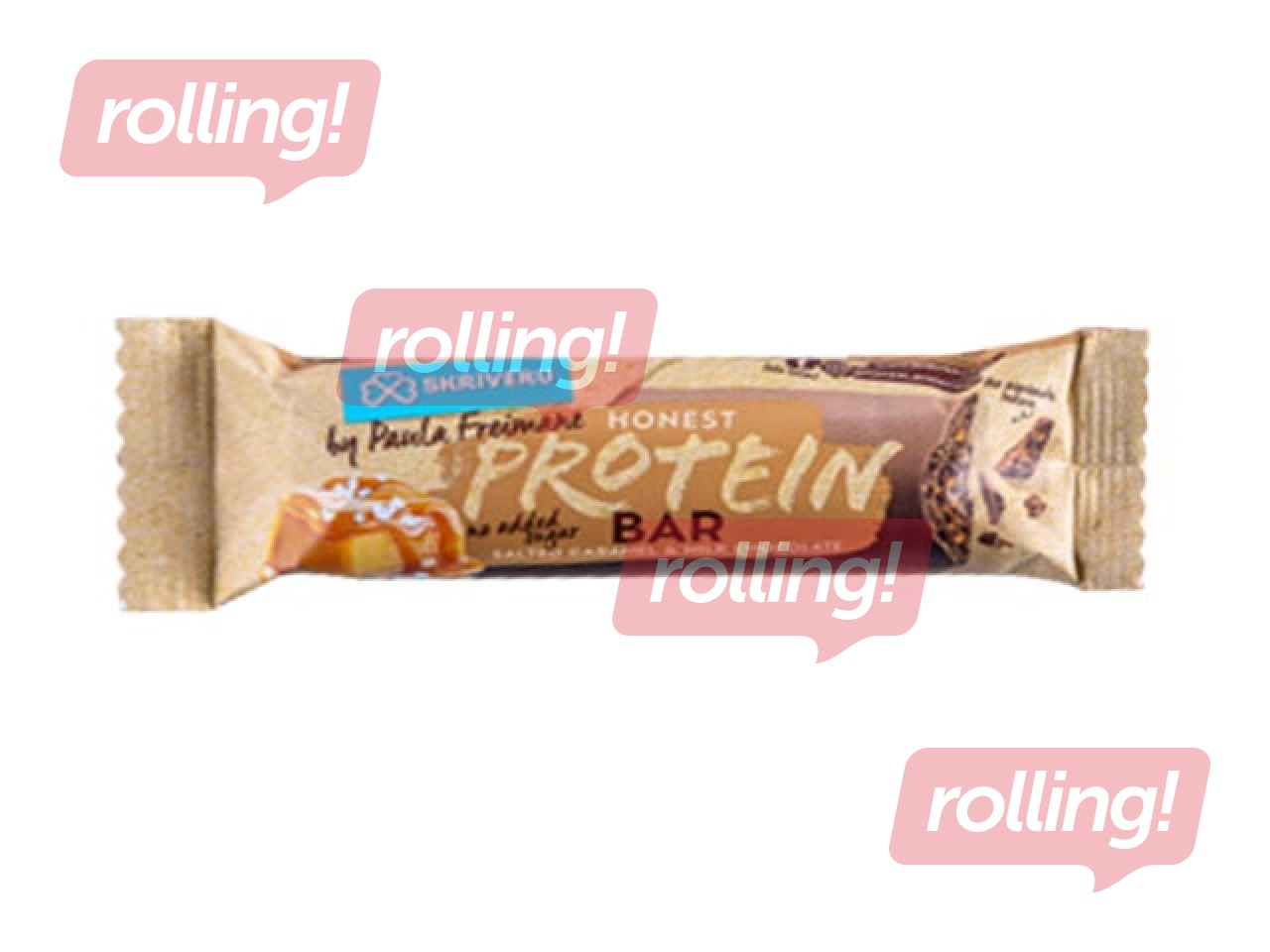 Protein bar, salted caramel, in white chocolate, Skriveru, 45g