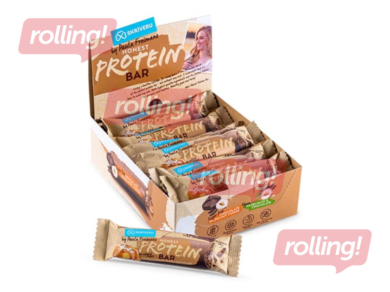 Protein bar, salted caramel, in white chocolate, Skriveru, 45g