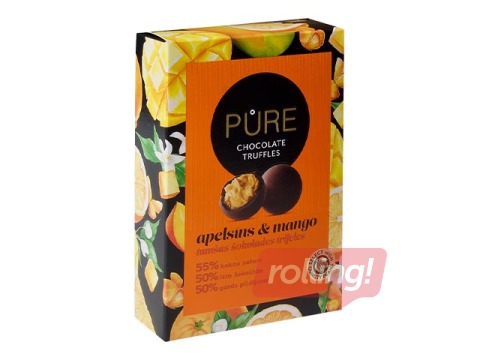 Šokolādes trifeles Pure Chocolate ar apelsīna-mango garšas krēma pildījumu, 148g