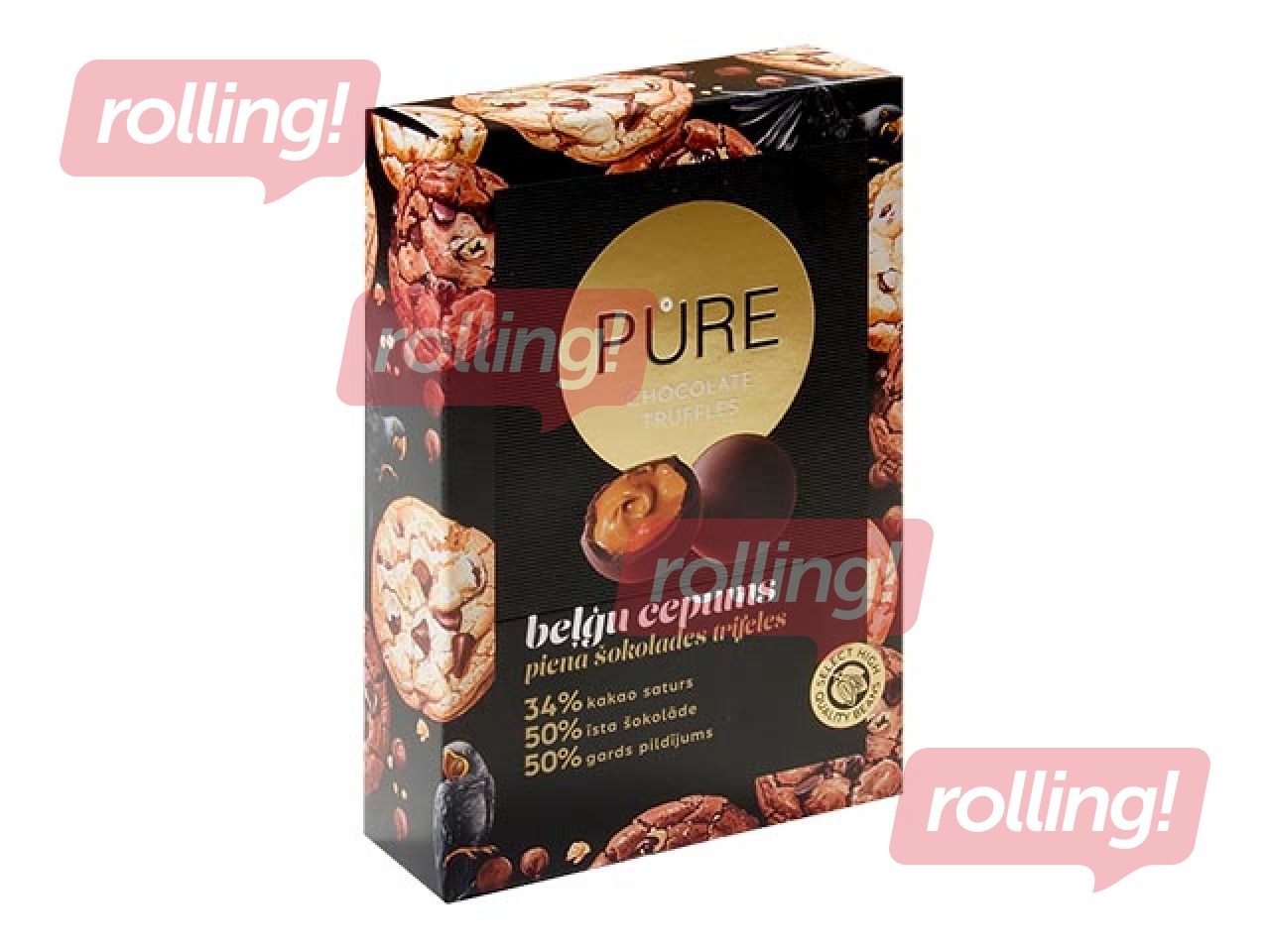 Šokolādes trifeles Pure Chocolate ar beļģu cepumu krēma pildījumu, 148g