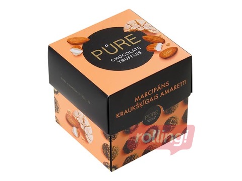 Šokolādes trifeles Pure Chocolate ar marcipāna krēma pildījumu un amaretti cepumu dekoru, 96g