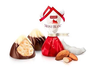 Šokolādes konfektes Mont Blanc ar kokosriekstu krēmu un mandelēm, Roshen, 1kg
