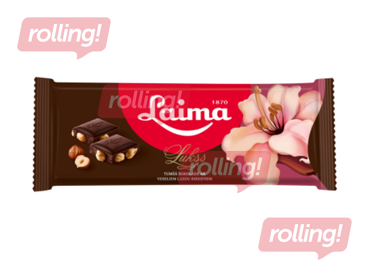 Chocolate dark with whole hazelnuts Laima, 190g