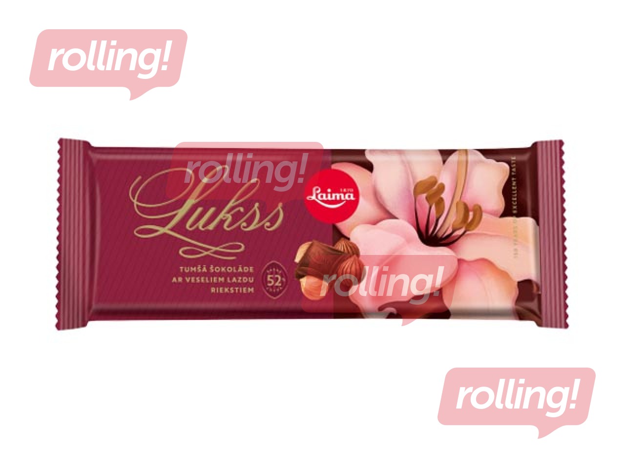 Šokolāde Laima, tumšā, ar veseliem lazdu riekstiem, 190g