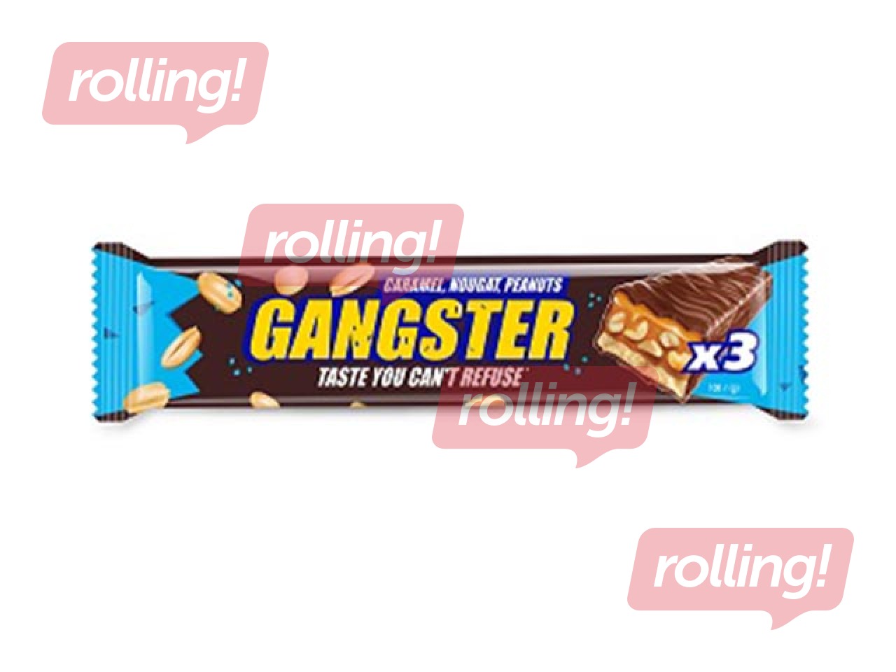 Batoniņš Gangster, šokolādes ar zemesriekstiem, nugu un karameli, 100g