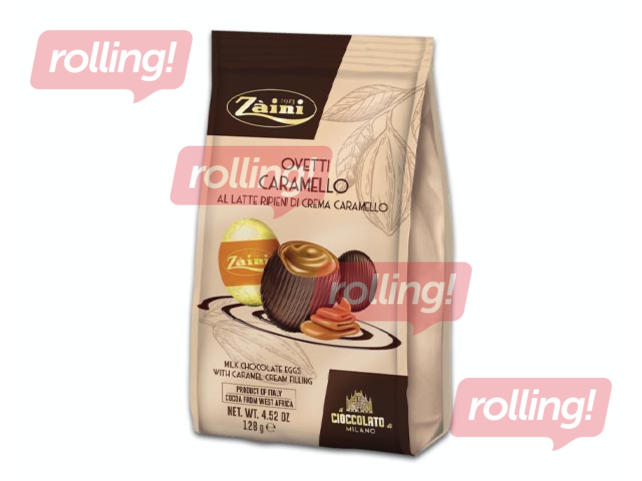 Шоколадные яйца с карамельной начинкой, Zaini, 128г