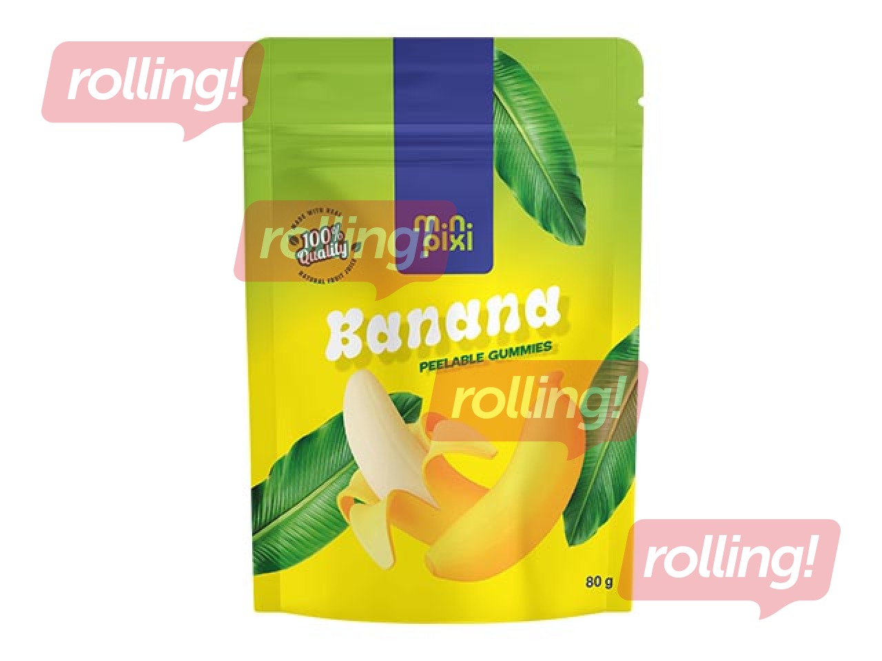 Želejkonfektes MiniPixi, Peelable gummies, ar banānu garšu, 80g