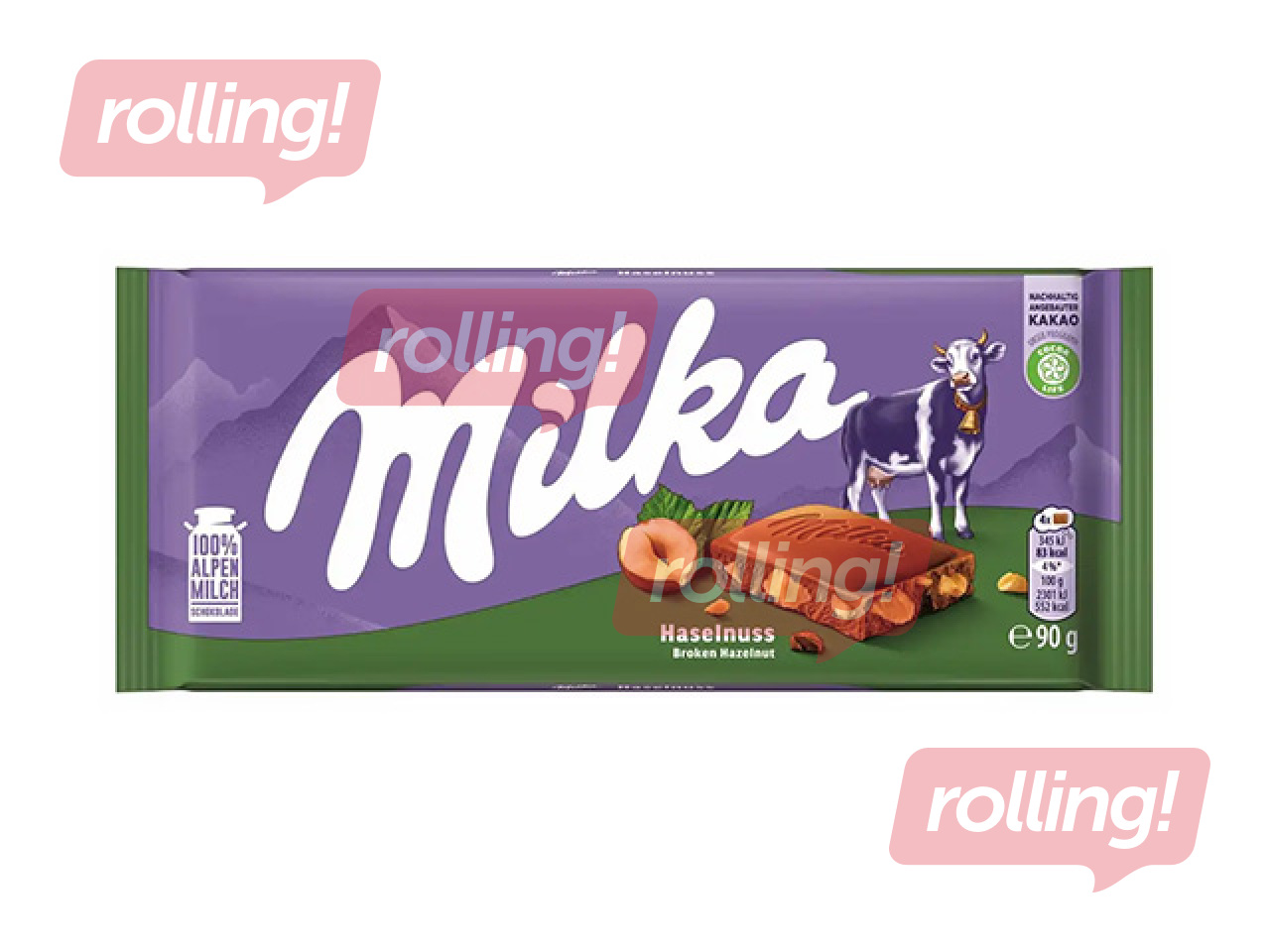Šokolāde Milka, piena, ar veseliem lazdu riekstiem, 90g