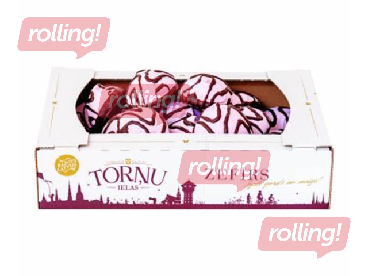 Zefīrs Torņu iela, glazēts ar aveņu garšu, Aizkraukles saldumi, 750g