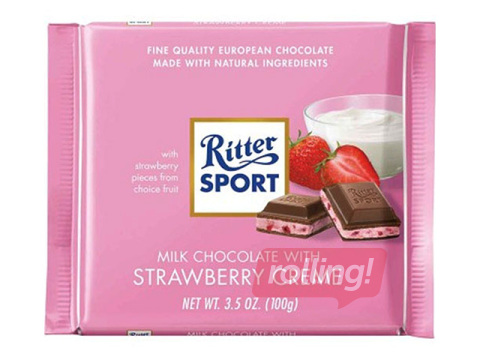 Šokolāde Ritter Sport, piena, zemeņu jogurta, 100g 
