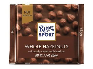 Šokolāde Ritter Sport, piena ar lazdu riekstiem, 100g 