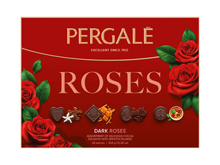 Dark chocolate assortment Pergale, Roses, 348g