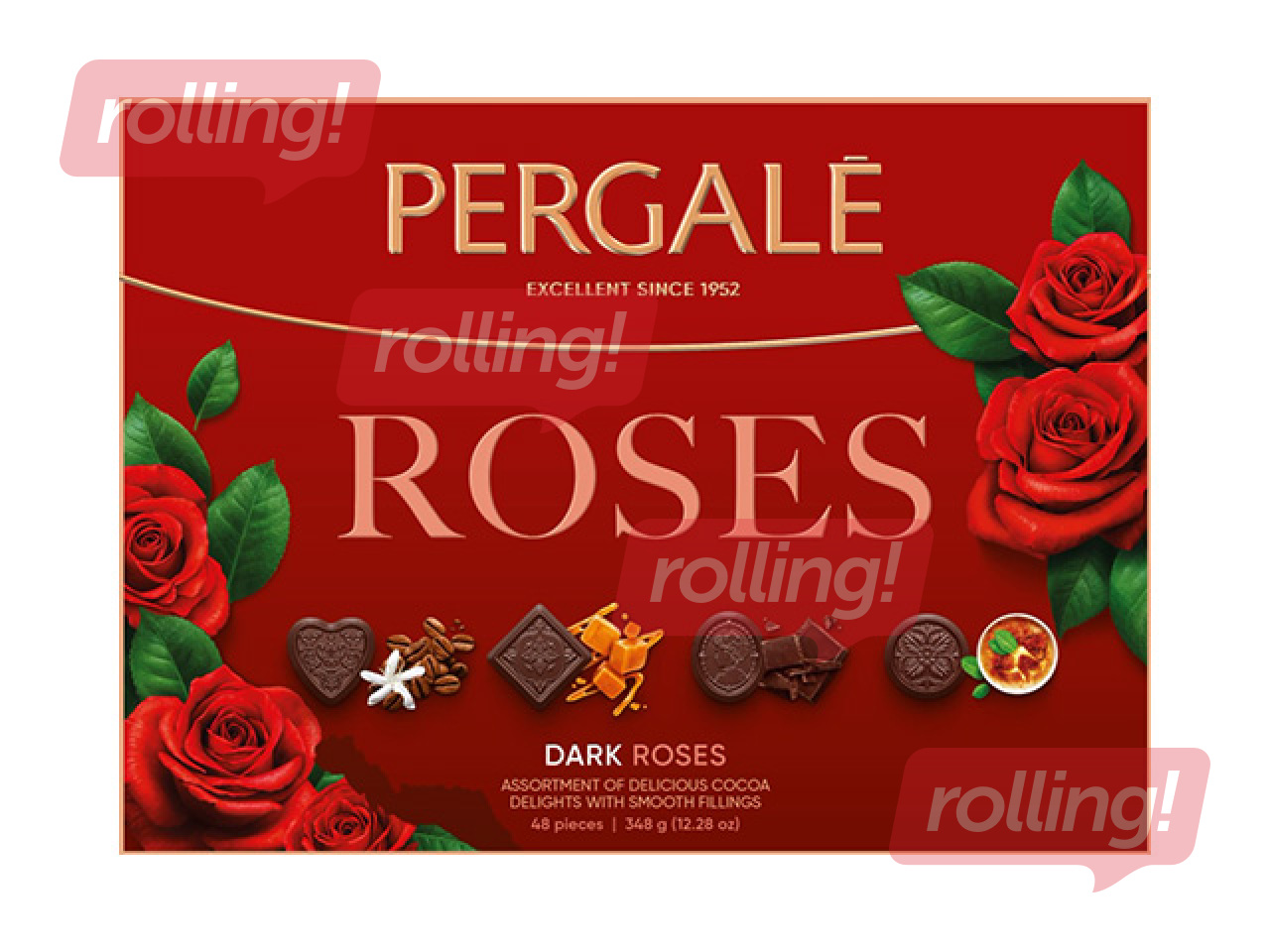 Tumšā konfekšu izlase Pergale, Roses, 348g 