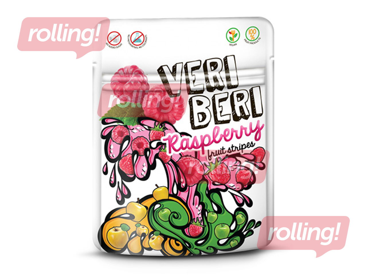 Конфеты, Veri Beri, малиновые полоски, 50г