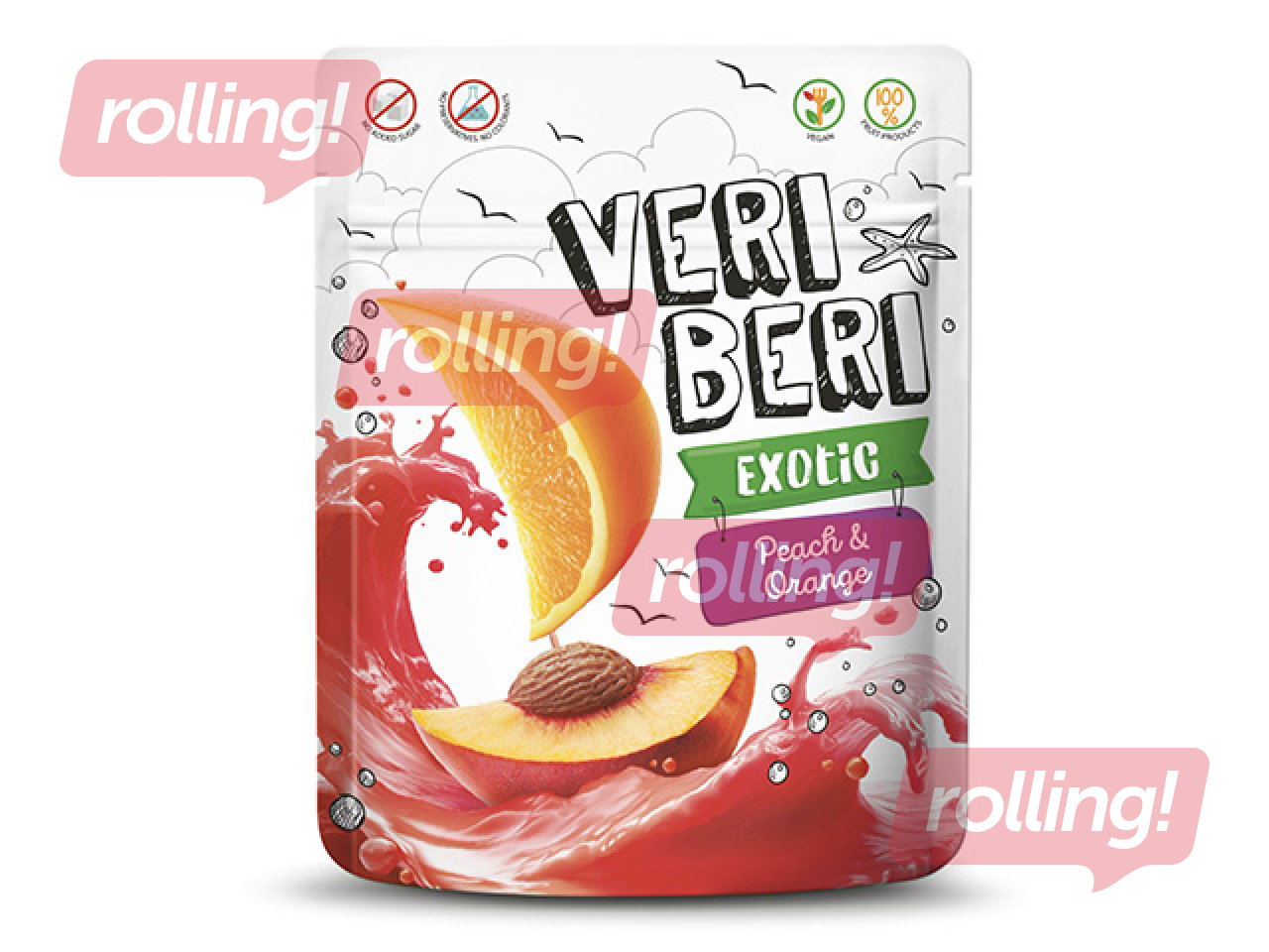 Candies, Veri Beri, Exotic, peach and orange strips, 50g