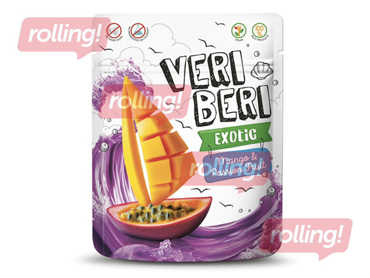 Candies, Veri Beri, Exotic, mango and passion fruit strips, 50g