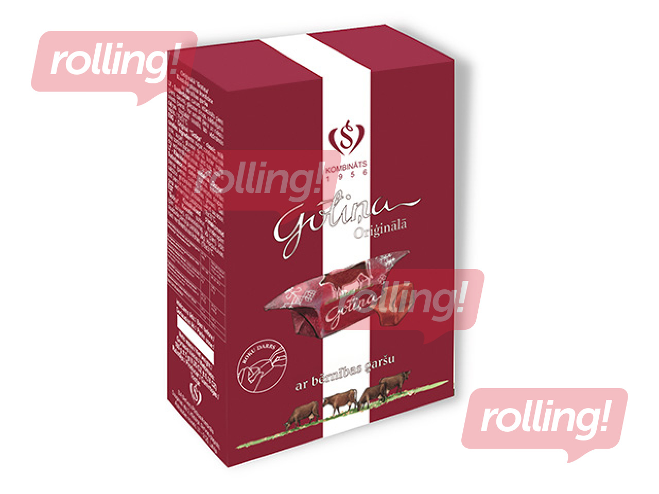 Konfektes Skrīveru Gotiņa, oriģinālā, Latvijas karoga krāsās, 180g