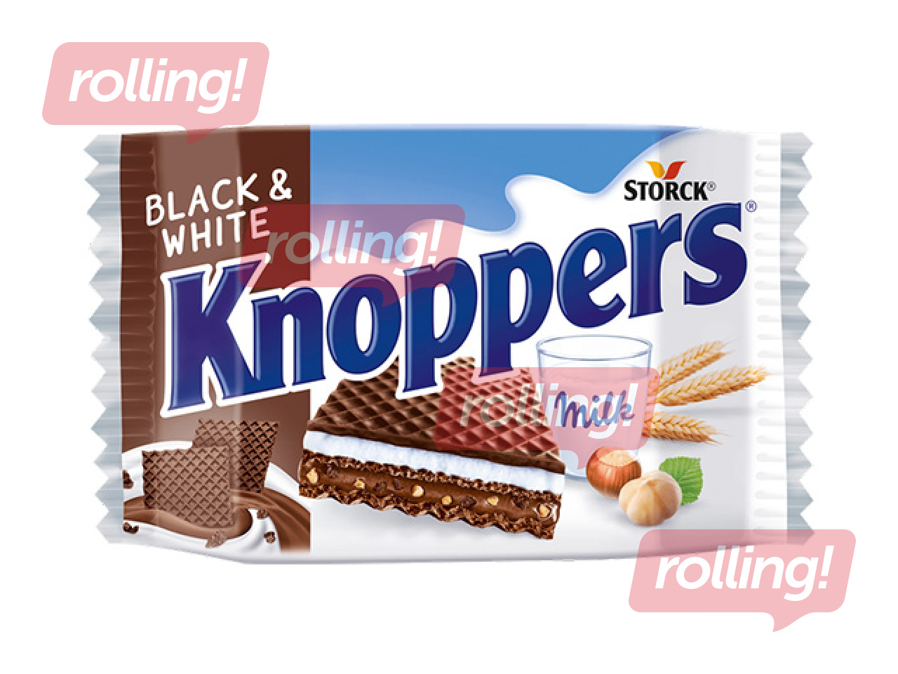 Vafeļu batoniņš Knoppers Black&White, 25g