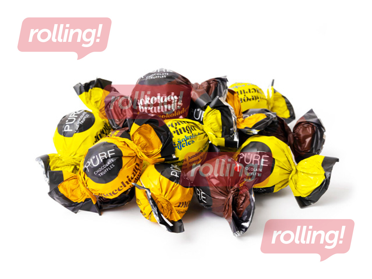 Šokolādes trifeles Pure Chocolate Asorti (braunija, citronu, kafijas), 1kg