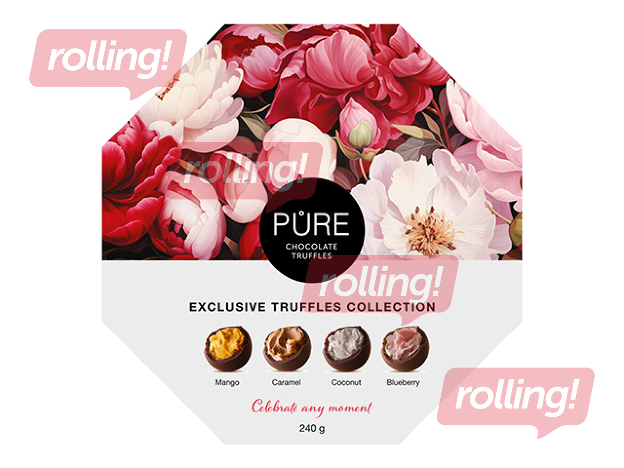 Chocolate truffle selection Pure Chocolate, Peonies, 240g