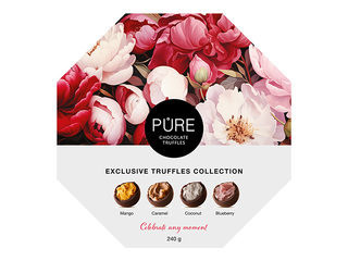 Šokolaaditrühvlite valik Pure Chocolate, Peonies, 240g