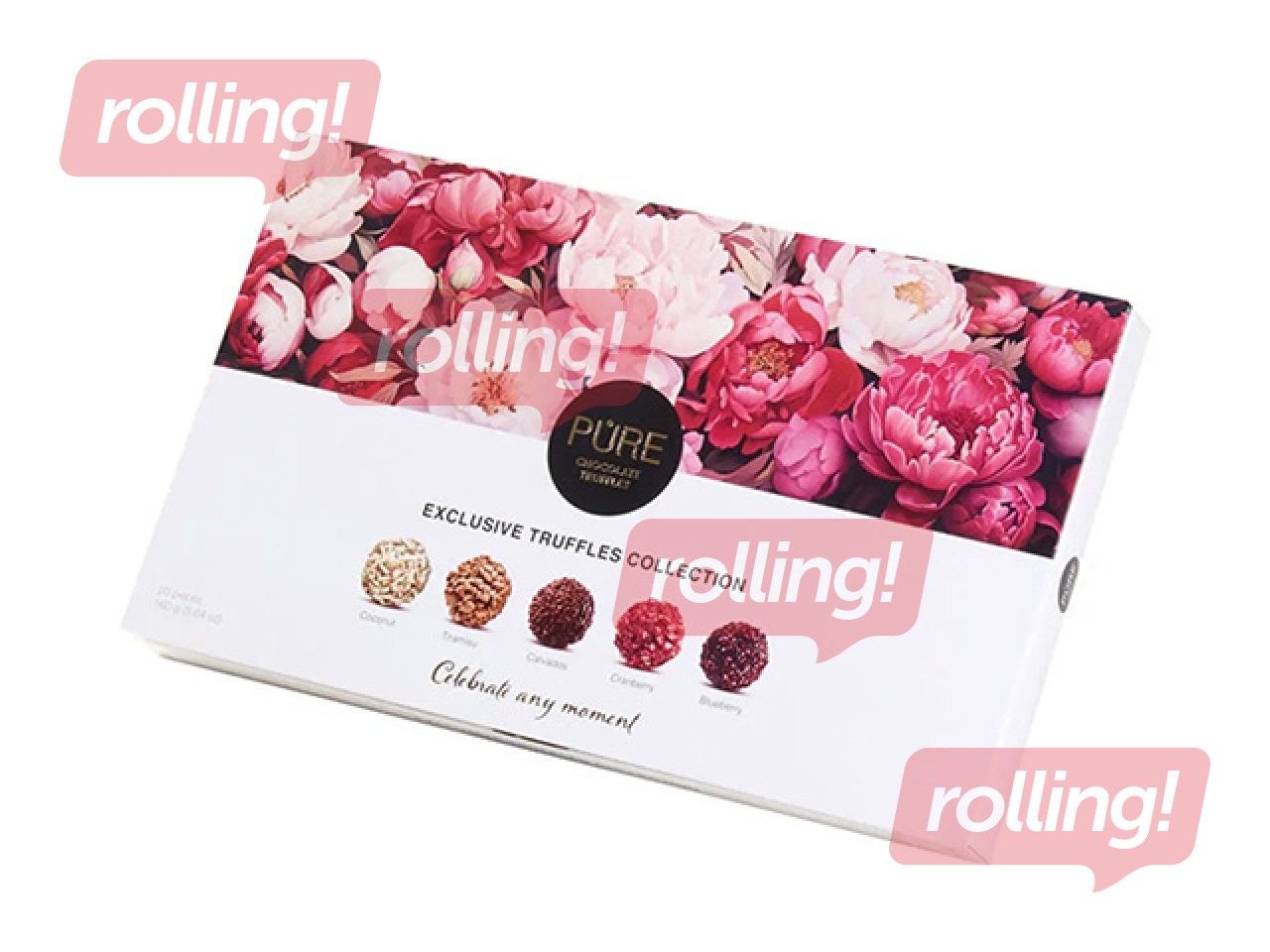 Chocolate truffle selection Pure Chocolate, Peonies, 160g