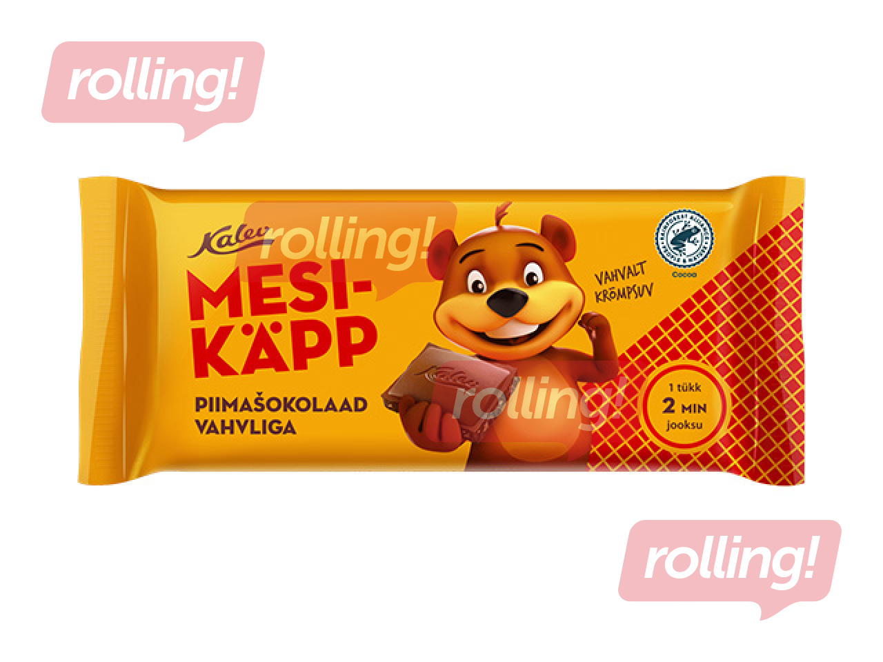 Šokolāde Kalev Mesikäpp, piena ar vafelēm, 100g