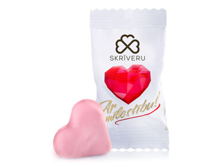 Marcipāna konfektes Skrīveru Saldumi, Ar Mīlestību, ar zemeņu garšu, 400g