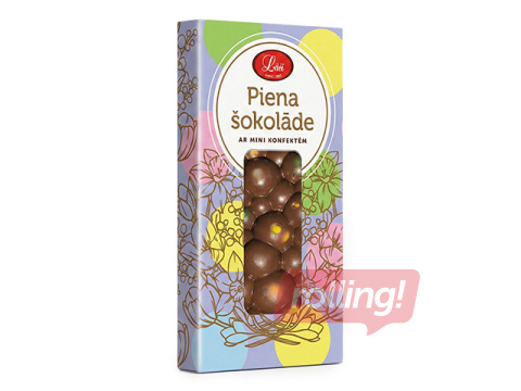 Milk chocolate bar Lāči with mini candies, 100g