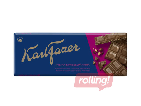 Šokolāde Karl Fazer, piena, ar riekstiem un rozīnēm, 180g