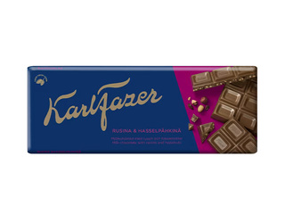 Šokolāde Karl Fazer, piena, ar riekstiem un rozīnēm, 180g