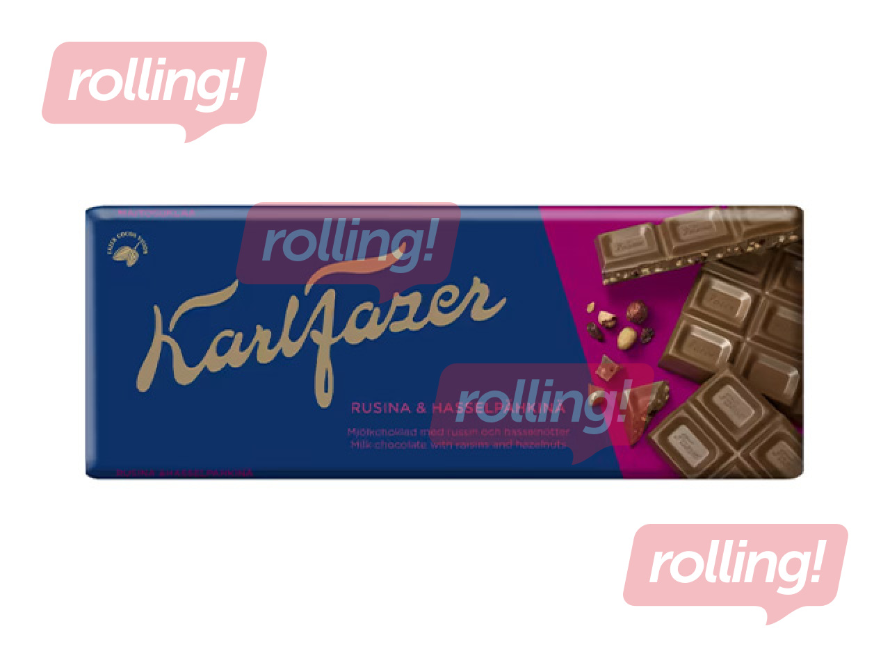 Šokolāde Karl Fazer, piena, ar riekstiem un rozīnēm, 180g
