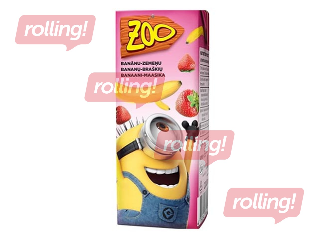 Sulas dzēriens Zoo Minion, banānu-zemeņu, 200ml
