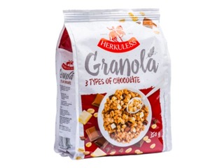 Musli Herkuless Granola Grauzdēts ar 3 veidu šokolādi, 350g