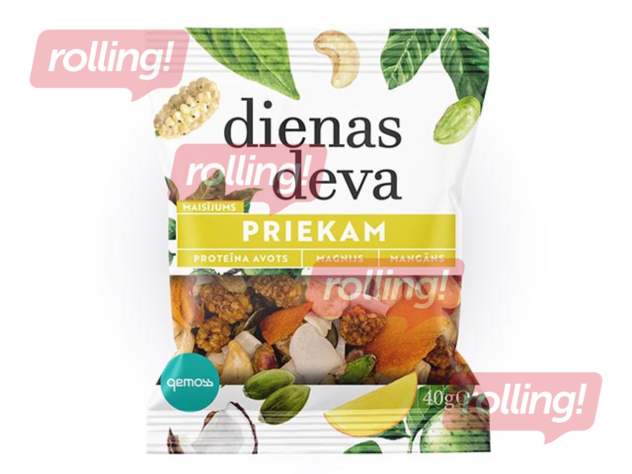 Riekstu un žāvētu augļu maisījums Dienas deva, 3 x 5 veidu paka