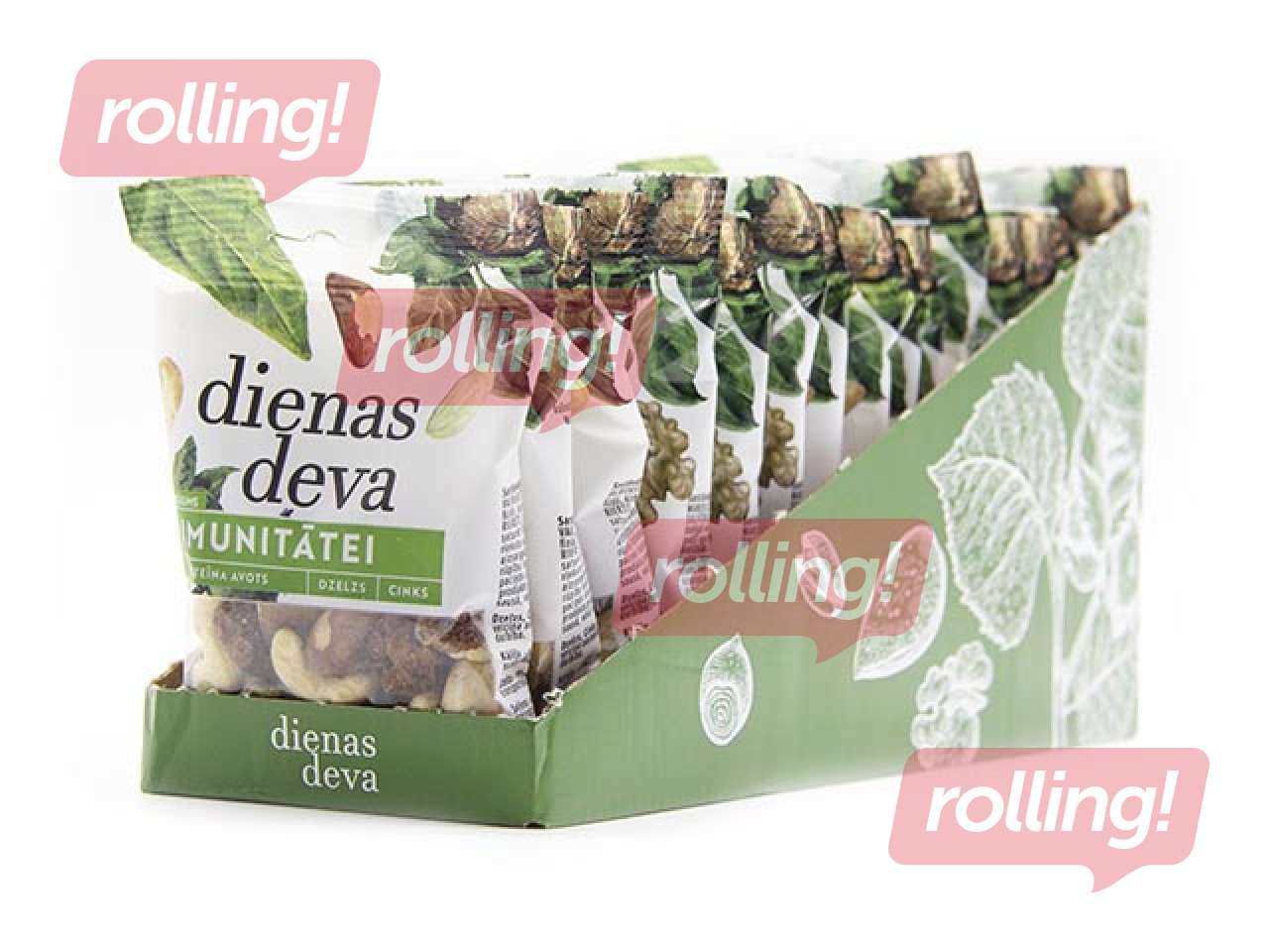 Riekstu un žāvētu augļu maisījums Dienas deva, 3 x 5 veidu paka