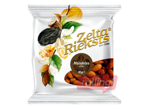 Mandeles Zelta Rieksts, grauzdētas, sālītas, 80g