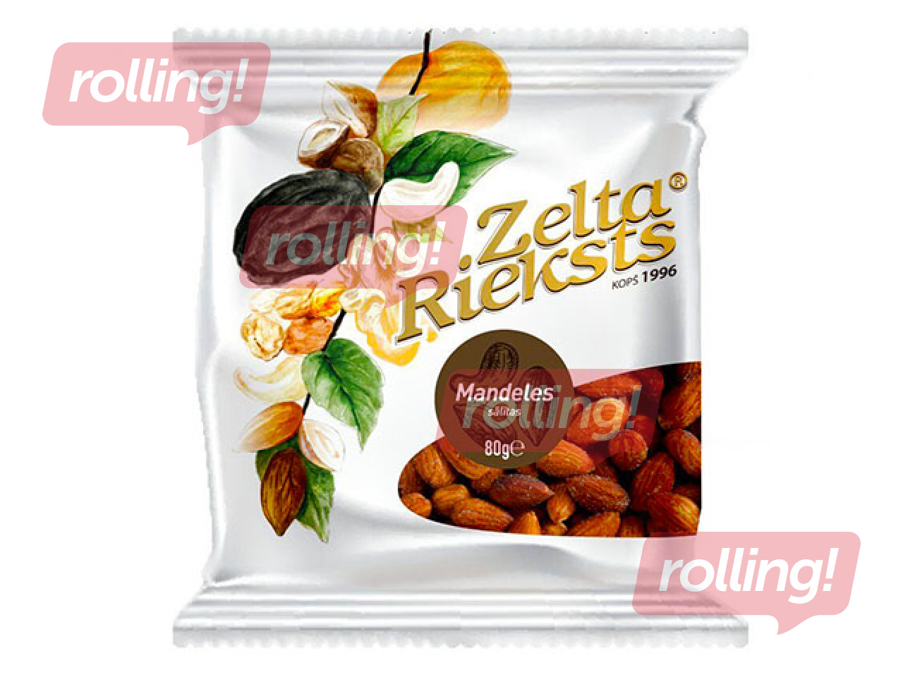 Mandeles Zelta Rieksts, grauzdētas, sālītas, 80g