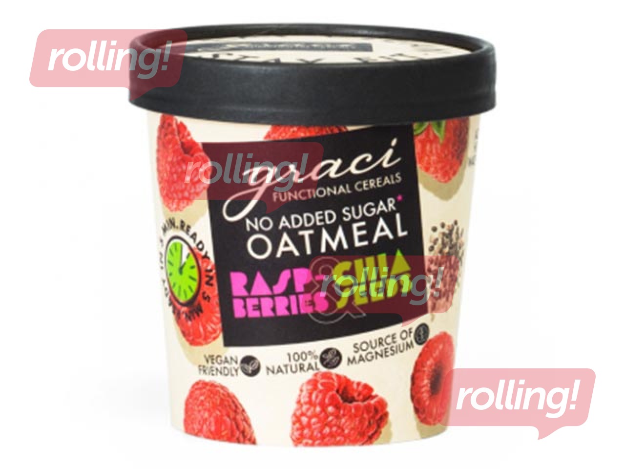 Ātri pagatavojama maltīte Graci, auzu pārslas ar avenēm un čia sēklām, 50g