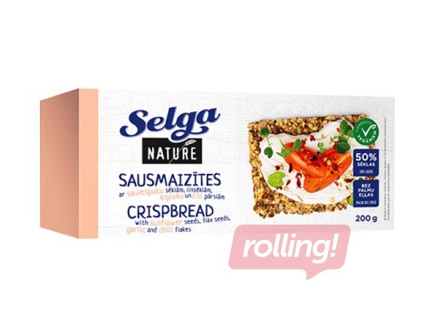 Сухарики Nature с семечками, чесноком и хлопьями чили Selga, 200 г