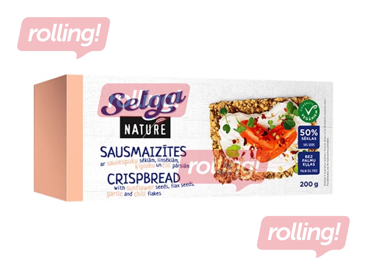 Сухарики Nature с семечками, чесноком и хлопьями чили Selga, 200 г
