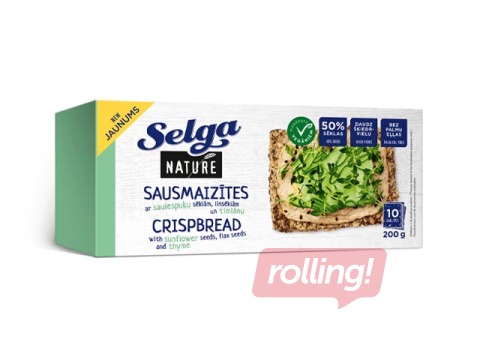 Crispbreads with Sunflower Seed, Flaxseed, and Thyme Nature, Selga, 200g