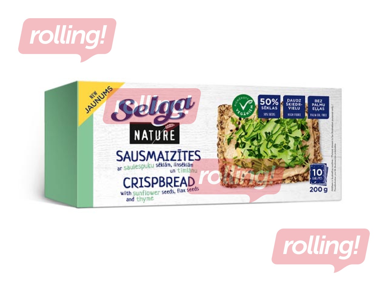 Crispbreads with Sunflower Seed, Flaxseed, and Thyme Nature, Selga, 200g