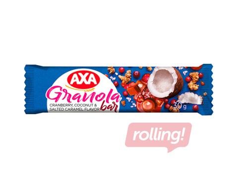 Batoniņš AXA Granola, musli ar dzērvenēm, kokosriekstu un sāļās karameles garšu, 30g