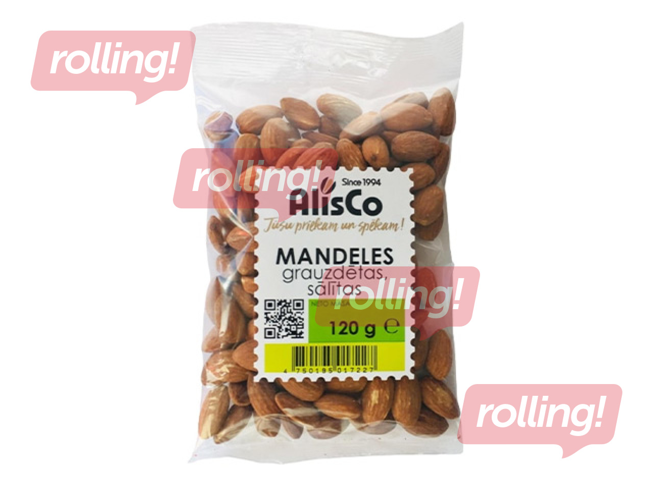 Mandeles AlisCo, grauzdētas, sālītas, 120g