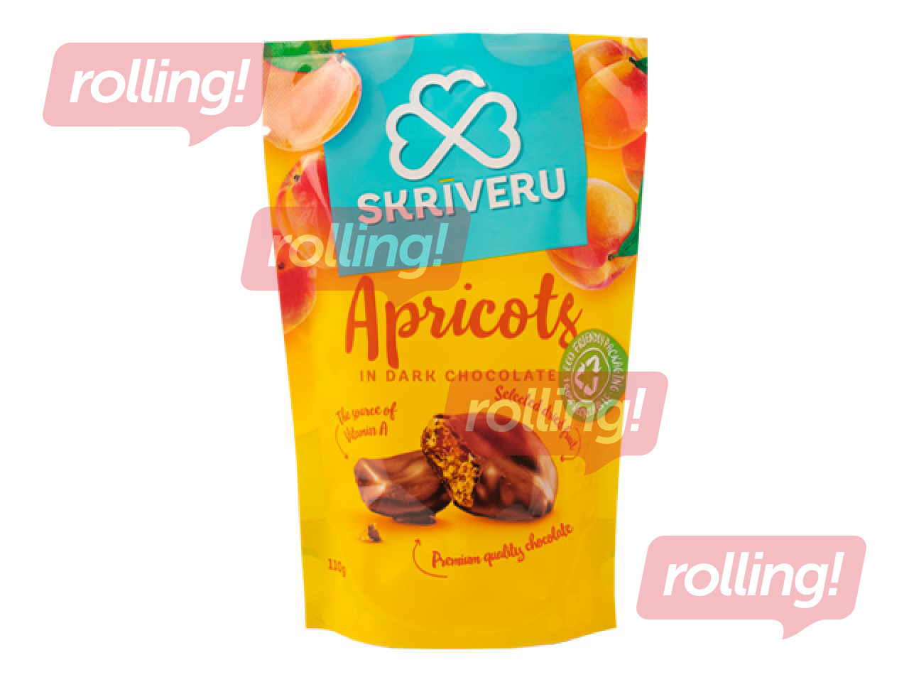 Apricots Skrīveru Saldumi in dark chocolate, 110g