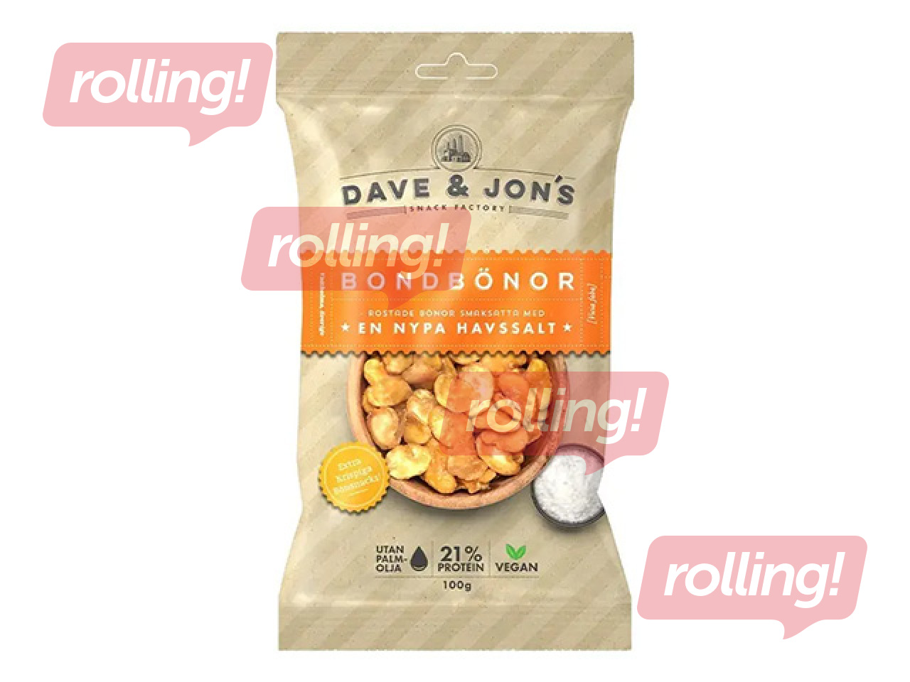 Grauzdētas lauku pupas Dave & Jon's ar jūras sāli, 100g